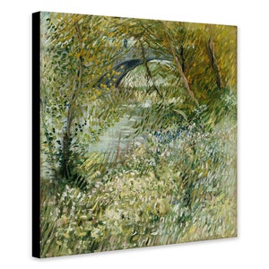 River Bank in Springtime by Vincent Van Gogh (1887) Abstract Wall Art - Wrapped Framed Canvas - Rolled Canvas - Photo/Poster Print