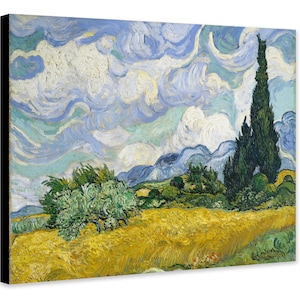 Wheat Field With Cypresses by Vincent Van Gogh (1889) - Wrapped Framed Canvas - Rolled Canvas - Photo/Poster Print
