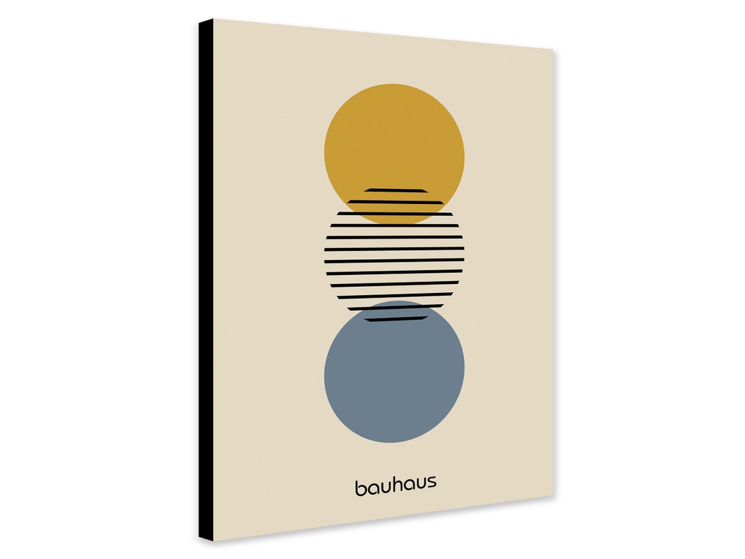 Bauhaus 3 Circles Wall Art - Wrapped Frame Canvas - Rolled Canvas ...