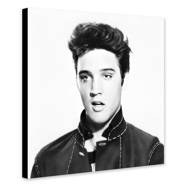 Young Elvis Presley - Black and White - Square - Wrapped Framed Canvas - Rolled Canvas - Photo/Poster Print