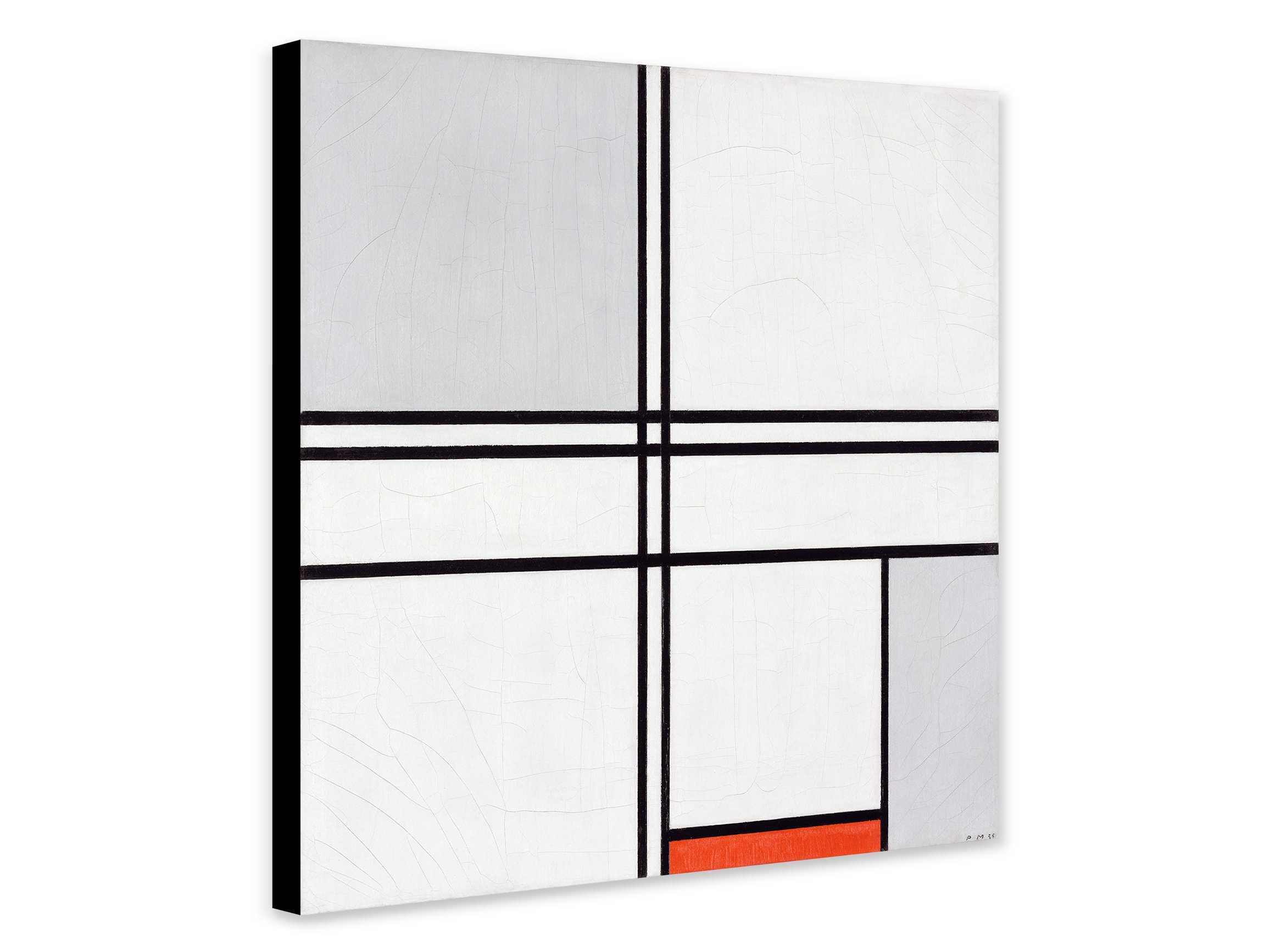 Composition (No. 1) Gray-Red - Abstract Wall Art by Piet Mondrian - Wrapped Framed Canvas - Rolled Canvas - Photo/Poster Print