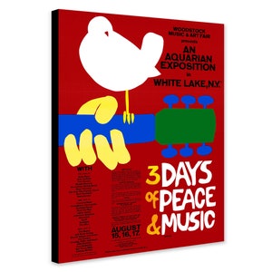 Woodstock Music Festival - Vintage Wall Art - Rolled Canvas - Photo/Poster Print