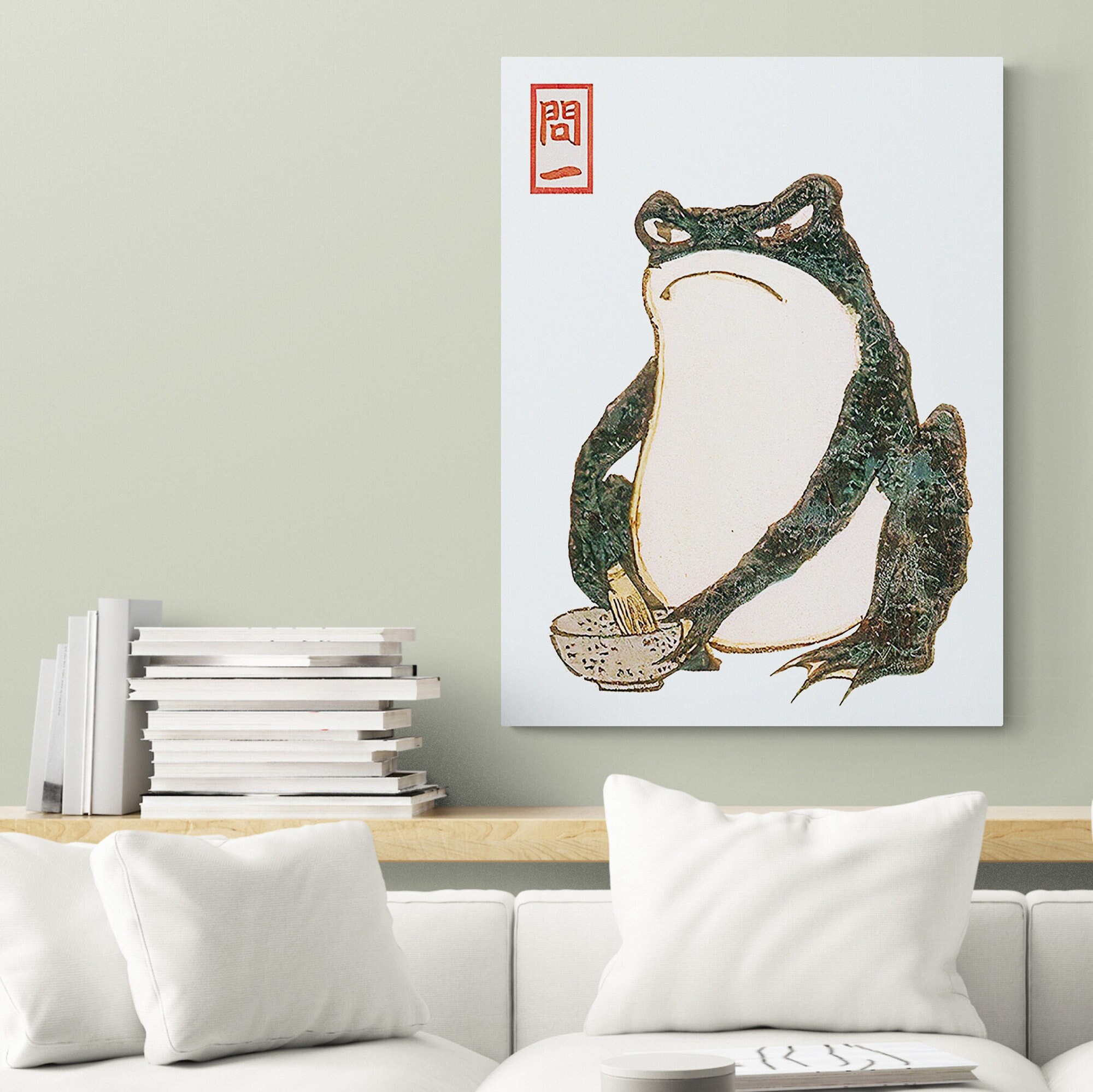 Vintage Angry Frog - Japanese Art by Matsumoto Hoji - Wrapped
