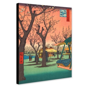 Utagawa Hiroshige - Plum Garden at Kamata - Wrapped Framed Canvas - Rolled Canvas - Photo/Poster Print