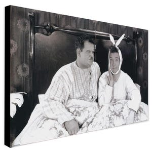 Laurel And Hardy In Bed Wall Art - Wrapped Framed Canvas - Rolled Canvas - Photo/Poster Print