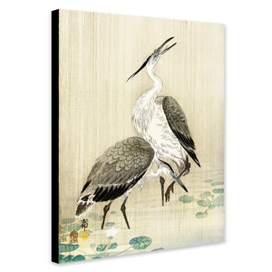 Two Herons In The Rain - Japanese Wall Art by Ohara Koson - Wrapped Framed Canvas - Rolled Canvas - Photo/Poster Print