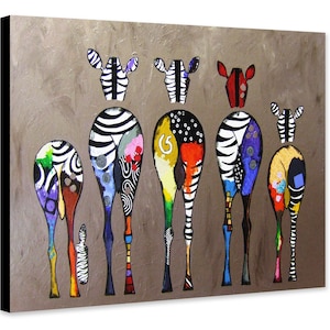 Zebra Abstract Colourful - Abstract Animal Art - Wrapped Framed Canvas - Rolled Canvas - Photo/Poster Print