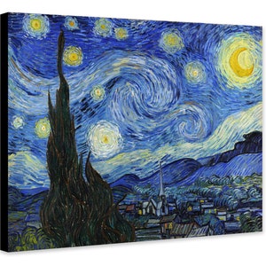 La noche estrellada de Vincent Van Gogh (1889) - Lienzo enmarcado - Lienzo enrollado - Impresión fotográfica/póster