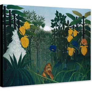 The Repast of the Lion (1907) by Henri Rousseau - Wrapped Frame Canvas - Rolled Canvas - Photo/Poster Print