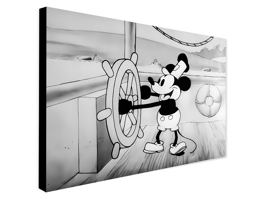 steamboat willie mickey mouse wall art prints for... Mickey Mouse Steamboat Willie Vintage Movie Poster – Canvas or Photo ...