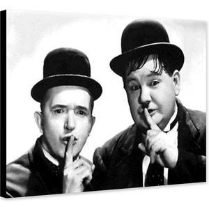 Laurel and Hardy - Shush - Wrapped Framed Canvas - Rolled Canvas - Photo/Poster Print
