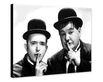 Laurel and Hardy - Shush - Wrapped Framed Canvas - Rolled Canvas - Photo/Poster Print