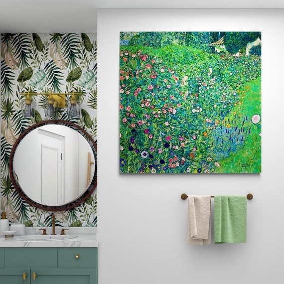 グスタフ・クリムトのイタリア風景画 - 抽象的な花のアート