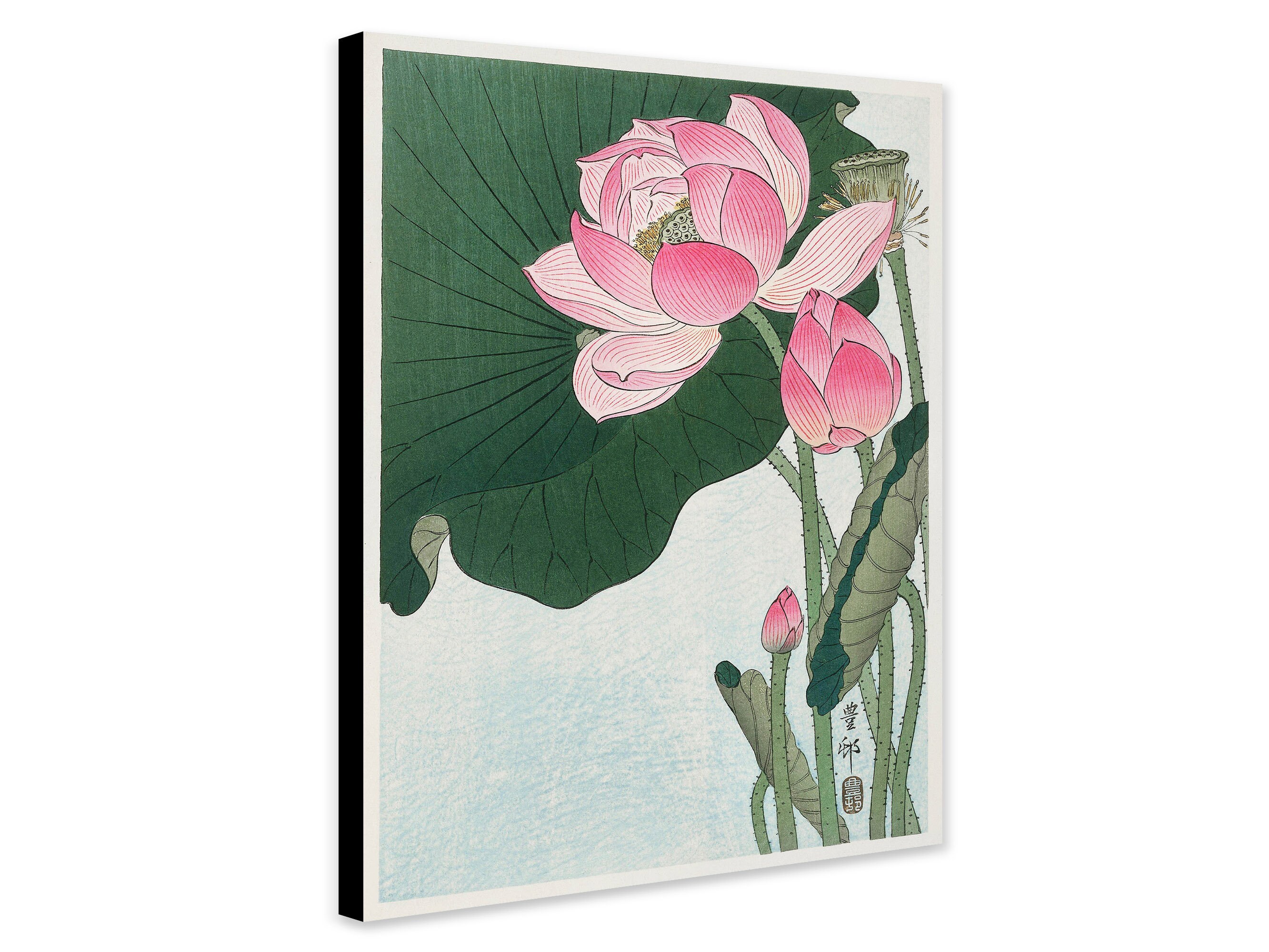 Blooming Lotus Flowers by Ohara Koson - Vintage Japanese Wall Art - Wrapped Frame Canvas - Rolled Canvas - Photo/Poster Print