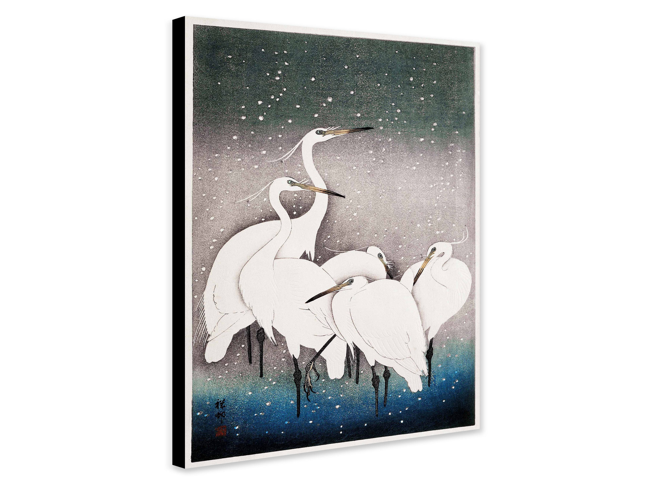 Group of Egrets (1925 - 1936) by Ohara Koson (1877-1945) - Wrapped Frame Canvas - Rolled Canvas - Photo/Poster Print