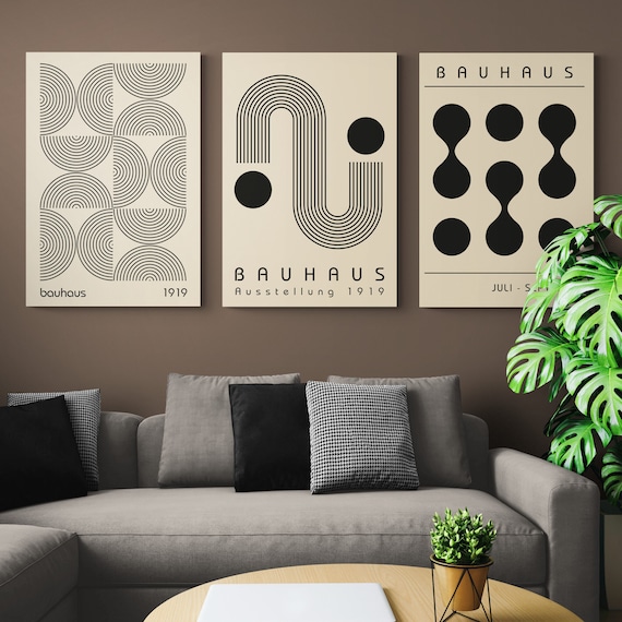 Bauhaus Wall Decor - Abstract Wall Art - Modern Prints - Set of 3 Prints - Wrapped Framed Canvas - Rolled Canvas - Photo/Poster Print