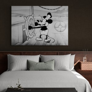 steamboat willie mickey mouse wall art prints for... Mickey Mouse Steamboat Willie Vintage Movie Poster – Canvas or Photo ...