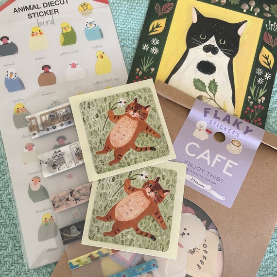 Kawaii Japanese Stationery Pack Animal Stickers Washi Tapes Etsy