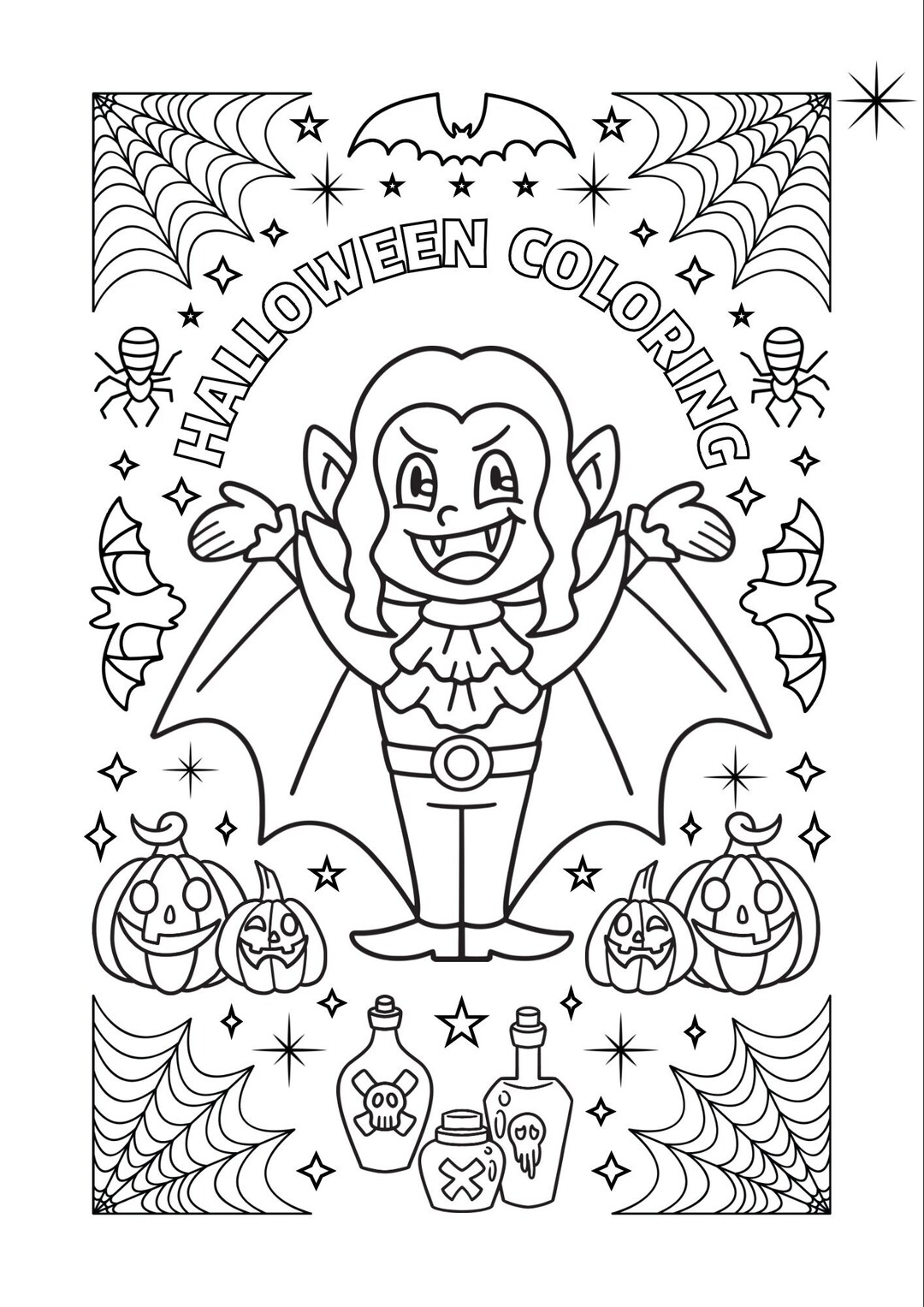 Spook-tacular Halloween Coloring Pages Collection: 6 Ghoulish - Etsy