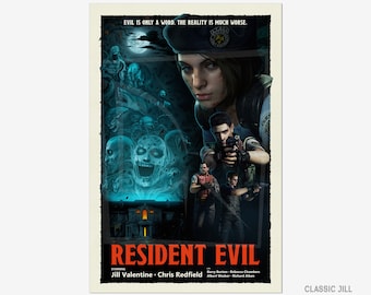 バイオハザード1 ポスター：リマスター版ホラーゲーム アートプリント