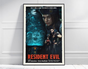 RESIDENT EVIL 1 Game Poster | Game Art | Horror Game | Print | Room Decor | Wall Art