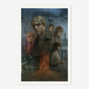 May include: A group of people stand in front of a building with a dark, ominous sky. The people are all wearing different clothes and have different expressions on their faces. The text "There's nothing in this world that can't be fixed with a little bit of magic" is written on the wall behind them.