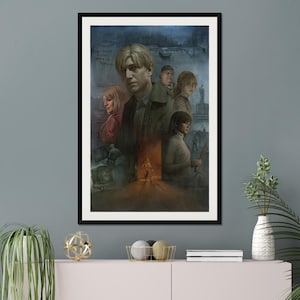 May include: A framed poster featuring a group of people in a dimly lit setting. The poster has a vintage feel and features a group of people with a mysterious and suspenseful atmosphere.