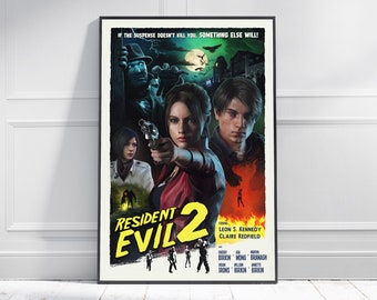 RESIDENT EVIL 2 REMAKE Game Poster | Game Art | Horror Game | Print | Room Decor | Wall Art