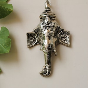 Ganesh Silver Wall Hanging Ganesha Face for Home Office Decor Gift Decorative Showpiece, Metal Carved Lord Ganesha Face Wall Hanging