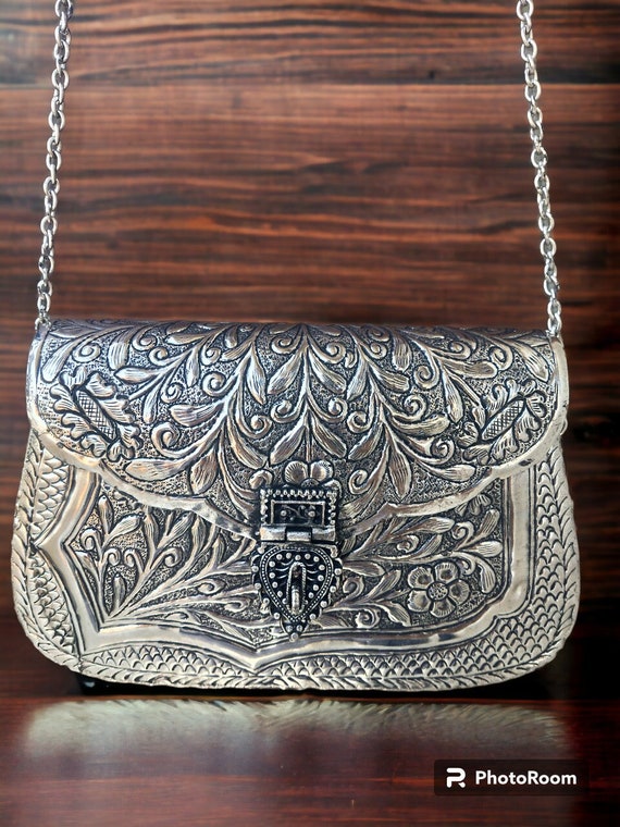 Hand Carved German Silver Purse, Women Handbag, Party Wear Purse, Handmade  Vintage Hand Clutch, Ethnic Metal Clutch, Free Express Delivery - Etsy