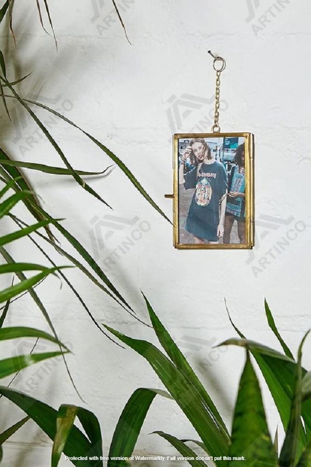 3x2 Double Glass Metal Picture Frame , Wall Decoration, Brass Gold