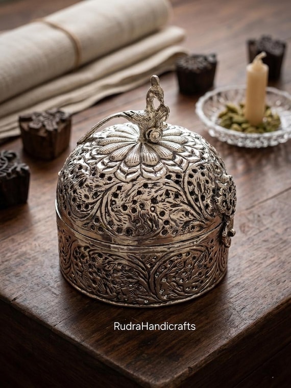 German Silver Jewelry Box | Handcrafted Engraved Keepsake Box | Ornate Metal Trinket Box | Vintage Style Gift Box | Decorative Storage Box