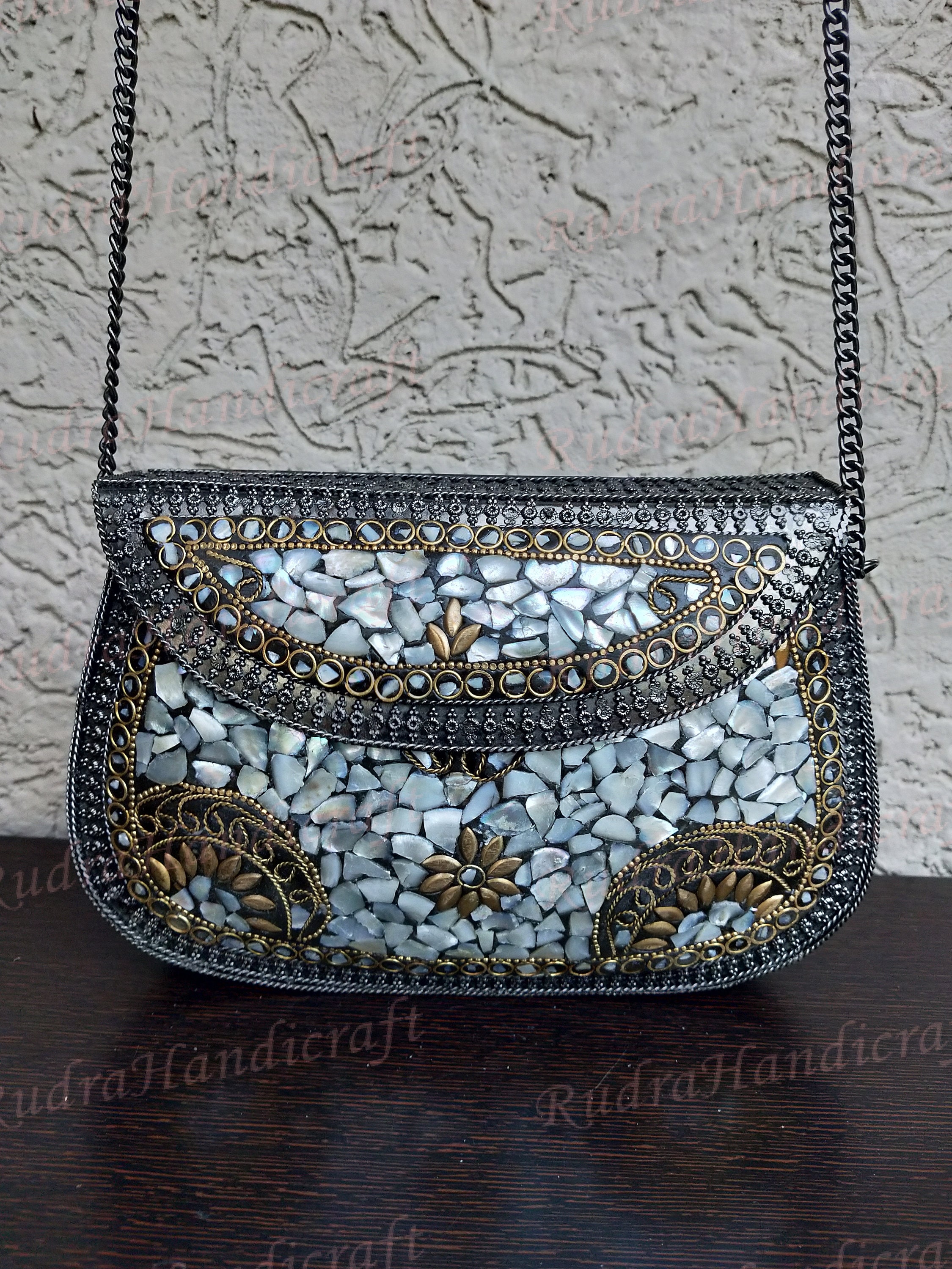 Antique Metal Clutch Indian Handmade Silver Metal Party Sling Bag /ethnic  Handmade Vintage Style Purse Hand Clutch Minimal Fashion Sling Bag 