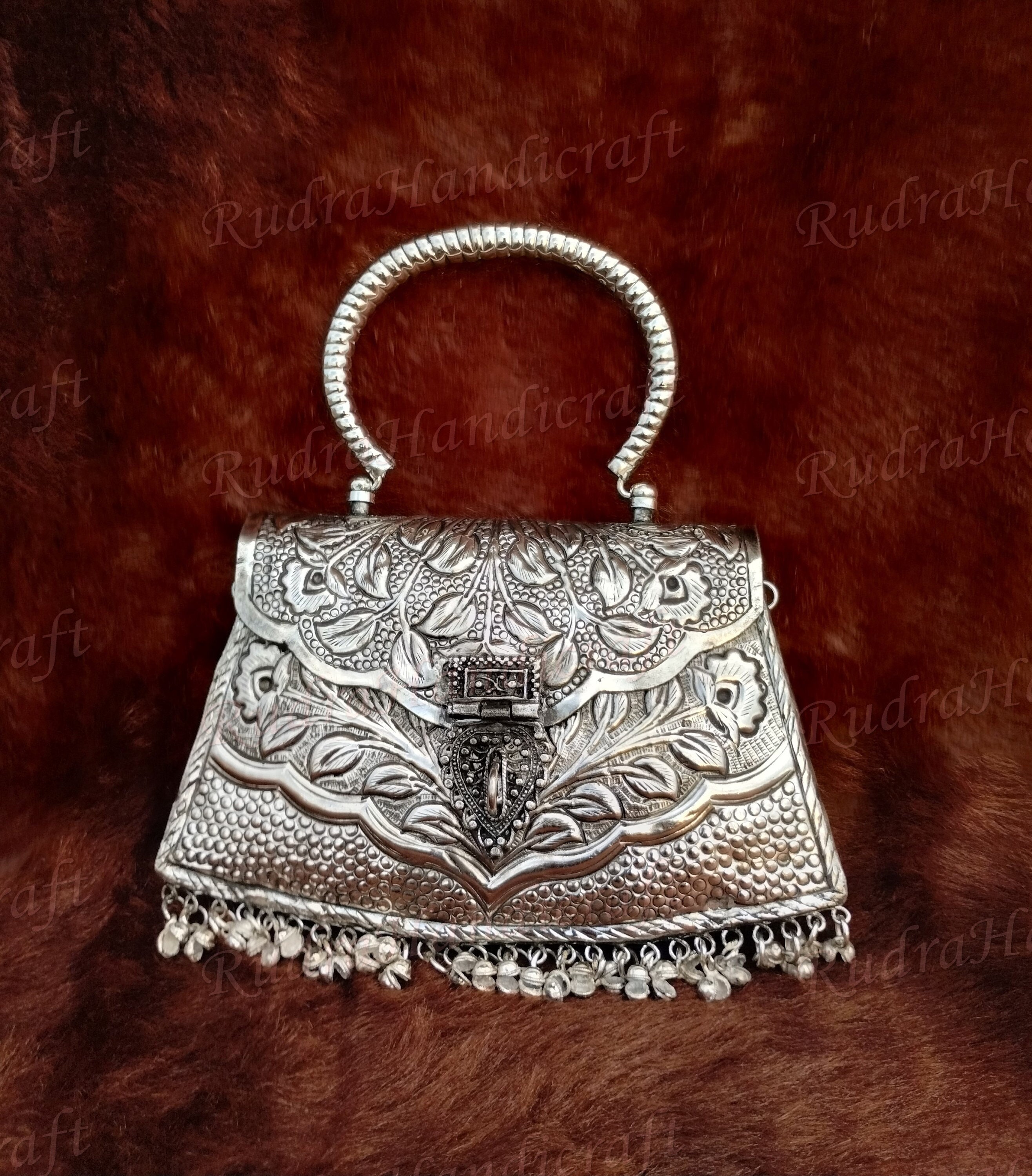 Amazing Multi Color Indian Pure Handcrafted Design Cylindrical Antique Metal  Clutch Bag Crossbody Bag Vintage Style Purse Wallet