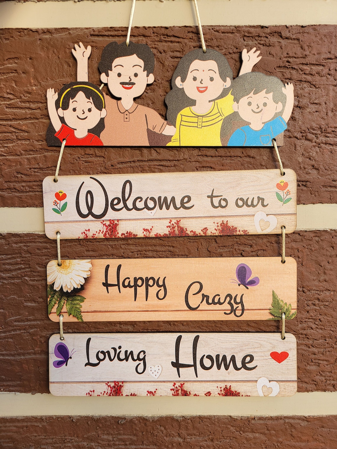 Beautiful Wooden Family Welcome Sign Wall Hanging Board/ Decorative ...