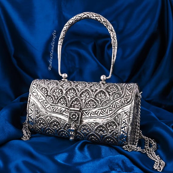 Handmade Vintage Purses For Women / Silver Evening Vintage Bag / Bridal Clutch / Bachelorette Party Bags