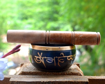 Tibetan Prayer Instrument with Wooden Stick, Meditation Bowl, Music Therapy ,For Meditation, Chakra Healing, Prayer, Yoga,