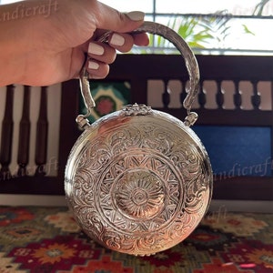 Handmade Vintage Style Purse, Hand Clutch / Antique Metal Clutch /Indian Silver Metal Party Bag / Bridal Clutch/Christmas Gift/ Gift For Her