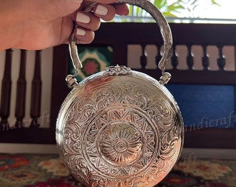Handmade Vintage Style Purse, Hand Clutch / Antique Metal Clutch /Indian Silver Metal Party Bag / Bridal Clutch/Christmas Gift/ Gift For Her