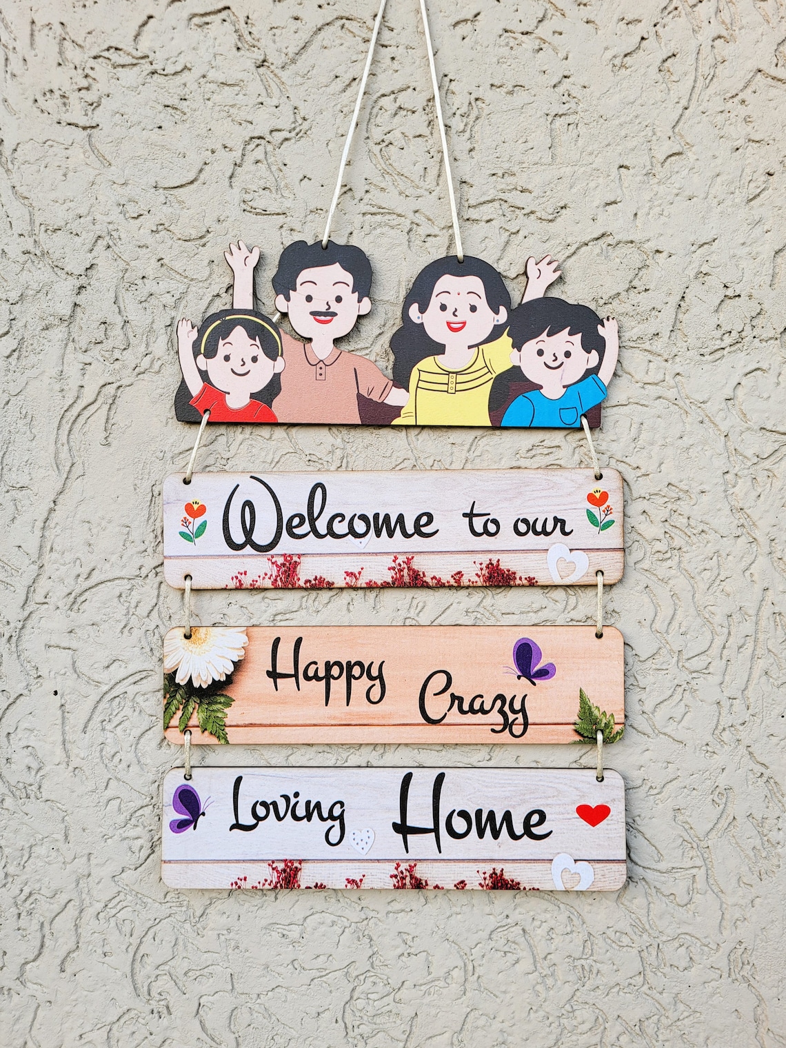 Beautiful Wooden Family Welcome Sign Wall Hanging Board/ Decorative ...