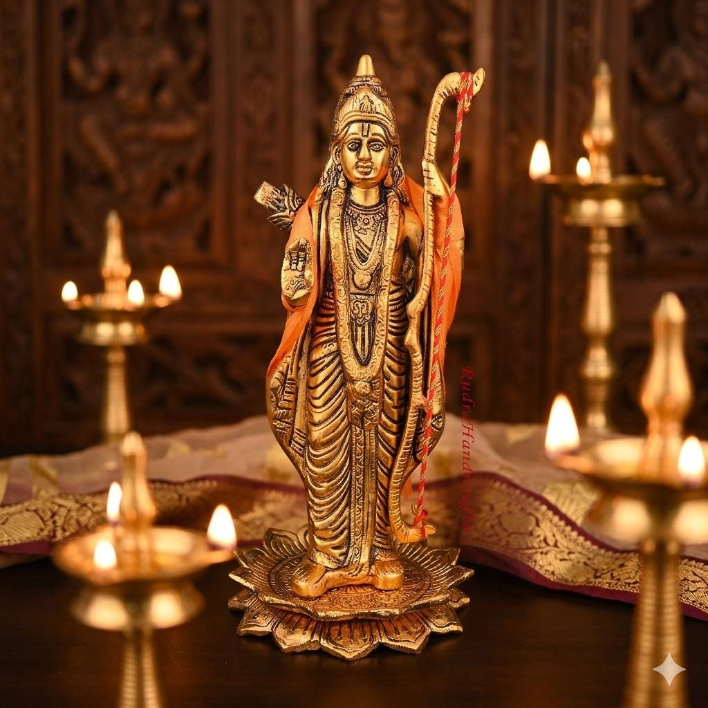 Antique Gold Finish Metal Lord Rama Statue | Hindu God Ram Idol for ...