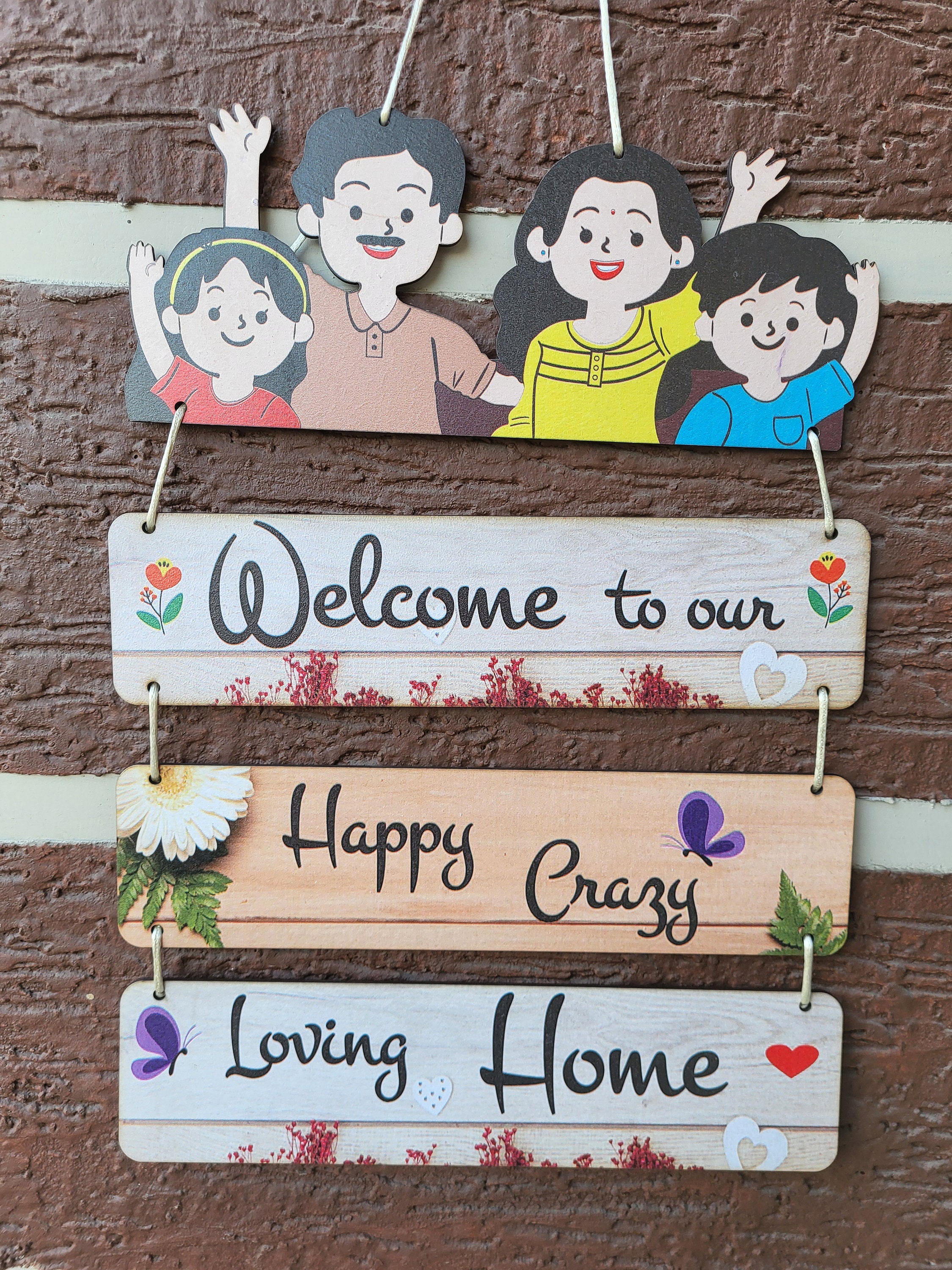 Beautiful Wooden Family Welcome Sign Wall Hanging Board/ Decorative ...