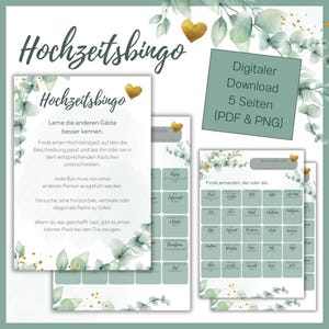 Hochzeitsbingo Eukalyptus - verschiedene Karten - digitaler Download