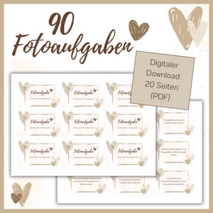 90 Fotoaufgaben Hochzeit Herzen - digitaler Download
