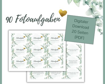 90 Fotoaufgaben Hochzeit Eukalyptus - digitaler Download