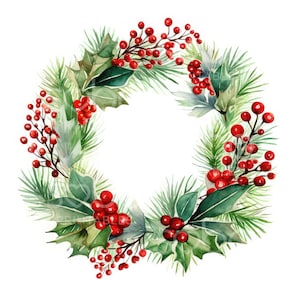 Ghirlande di Natale Clipart - 10 JPG di alta qualità, download digitale, creazione di biglietti, tecniche miste, artigianato di carta digitale, festoso, Natale S41