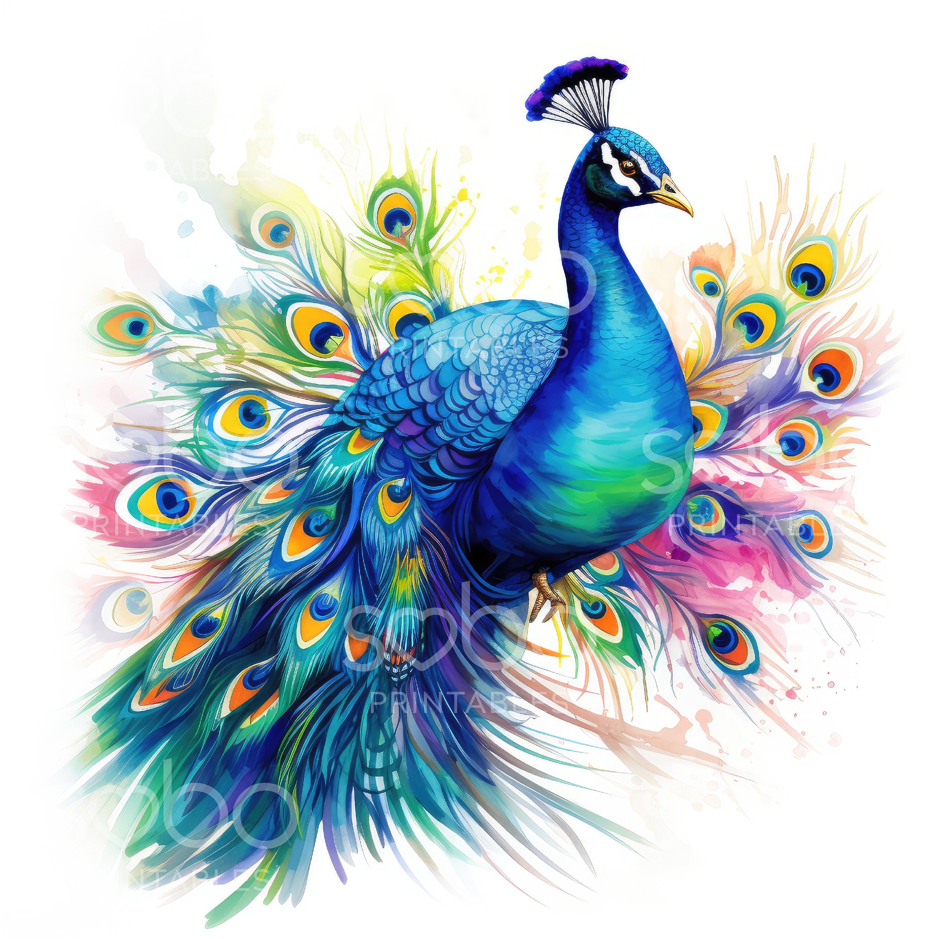 Peacock Clipart - 18 High Quality Jpgs, Digital Download, Junk