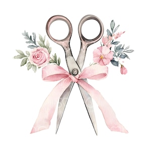 20 Tesouras florais vintage clipart, clipart chique e surrado fofo, JPGs de alta qualidade, download digital para impressão, artesanato em papel, diário de lixo S542