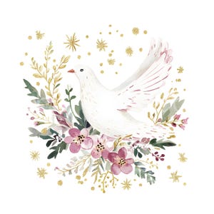 25 Clipart di Colombe di Natale, Colomba di Natale, Colomba Bianca, Colomba della Pace, JPG stampabili di alta qualità, Download digitale, Lavoretti di carta, Diario di scarto S938