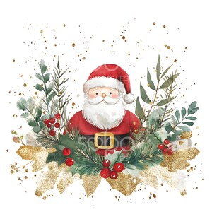 19 Christmas Santa Clipart, Santa Claus Clipart, Gold Foil Christmas Card, High Quality JPG, Digital Download, Paper Craft Junk Journal S292 image 6